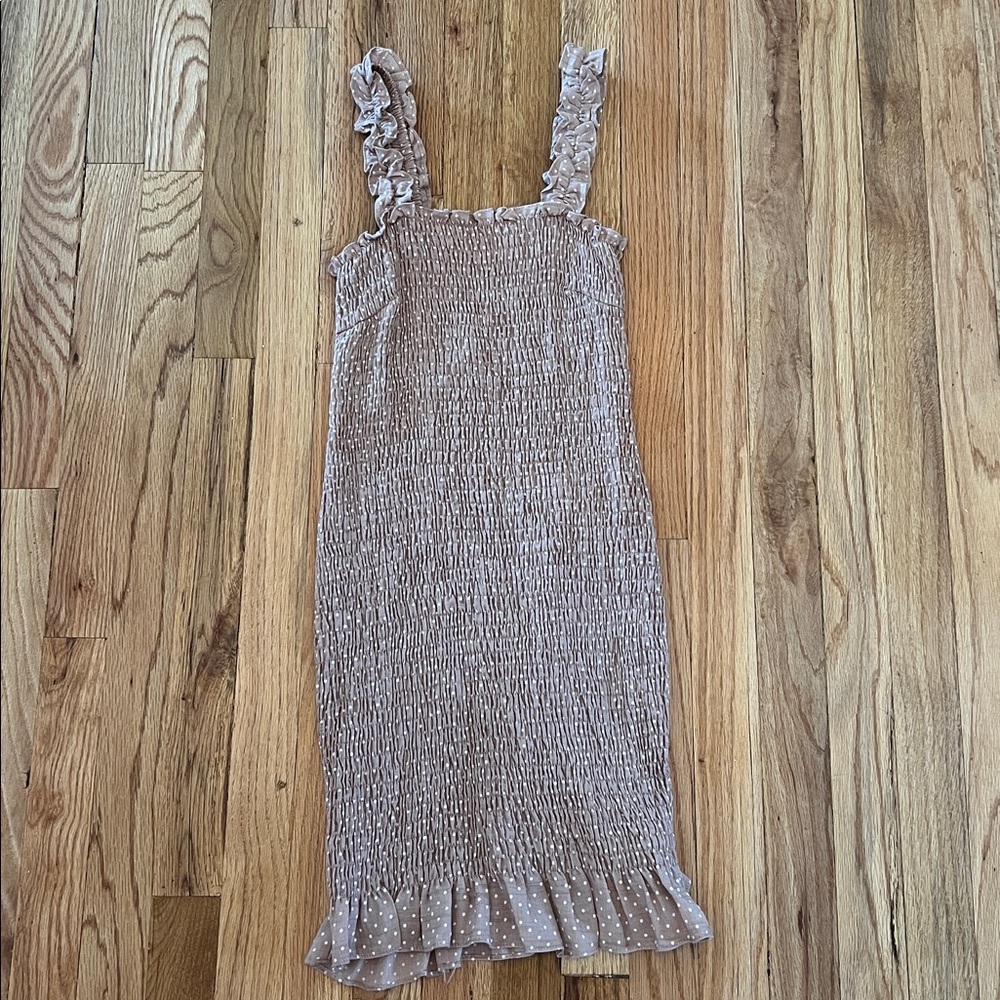 Mustard Seed Ruffled Mini Dress in Taupe
